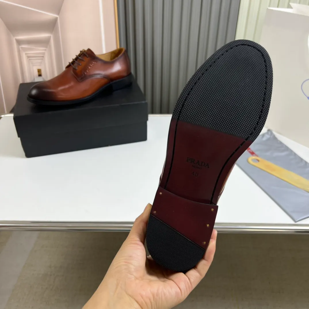 Men's shoes 💰520💰 Prada.PRADA men's business casual leather shoes, 1:1 shipment ⬆️Luxury and noble 👞All imported original brand leather, just to create a more comfortable wearing experience, upper: original open edge beaded cowhide ➕Imported full cow lining, original outsole ✔️36-45 (45 non-returnable)